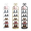 EYEWEB Metal Shoe Racks Storage Rack Tall Narrow Slim Shoes Organiser Shoe Cupboards for Hallways 5 Tier 6 Tier 7 Tier 8 Tier Shoe Shelf for Bedroom Hall, White Black gold-5 Tier