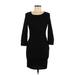 Boohoo Casual Dress - Bodycon Scoop Neck 3/4 sleeves: Black Solid Dresses - Women's Size 8