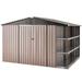 AECOJOY 10 ft. W x 8 ft. D Metal Storage Shed 77.2 H x 116.6 W x 100.6 D in black/brown in Gray | 9' 8 3/5" W X 8' 4 3/5" D X 6' 5 1/5" H | Wayfair