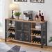 17 Stories Industrial Wine Bar Cabinet For Liquor & Glasses, Farmhouse Wood Coffee Bar Cabinet w/ Wine Rack | 30 H x 13.58 D in | Wayfair