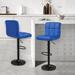 Latitude Run® Faux Leather Adjustable Swivel Bar Stools Leather/Metal/Faux leather in Blue | 20.5 W x 17 D in | Wayfair