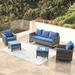 Latitude Run® Gracelin 5 - Person Outdoor Seating Group w/ Cushions in Blue | 31 H x 74 W x 31 D in | Wayfair 9642B21FF0DF49AEBBF789BBB7B38014