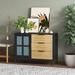 17 Stories Troxler 3 - Drawer Dresser Wood in Black/Brown | 29.57 H x 39.37 W x 15.75 D in | Wayfair CA8BE8B78A2849D4A33FEF0F7DC45A29