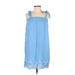 J.Crew Casual Dress - Mini Square Sleeveless: Blue Solid Dresses - Women's Size 2X-Small