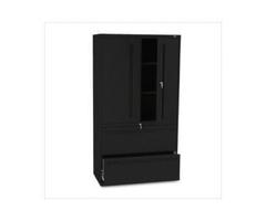 HON Company 700 Series Lateral File with Storage Cabinet, 36w x 19-1/4d - Black