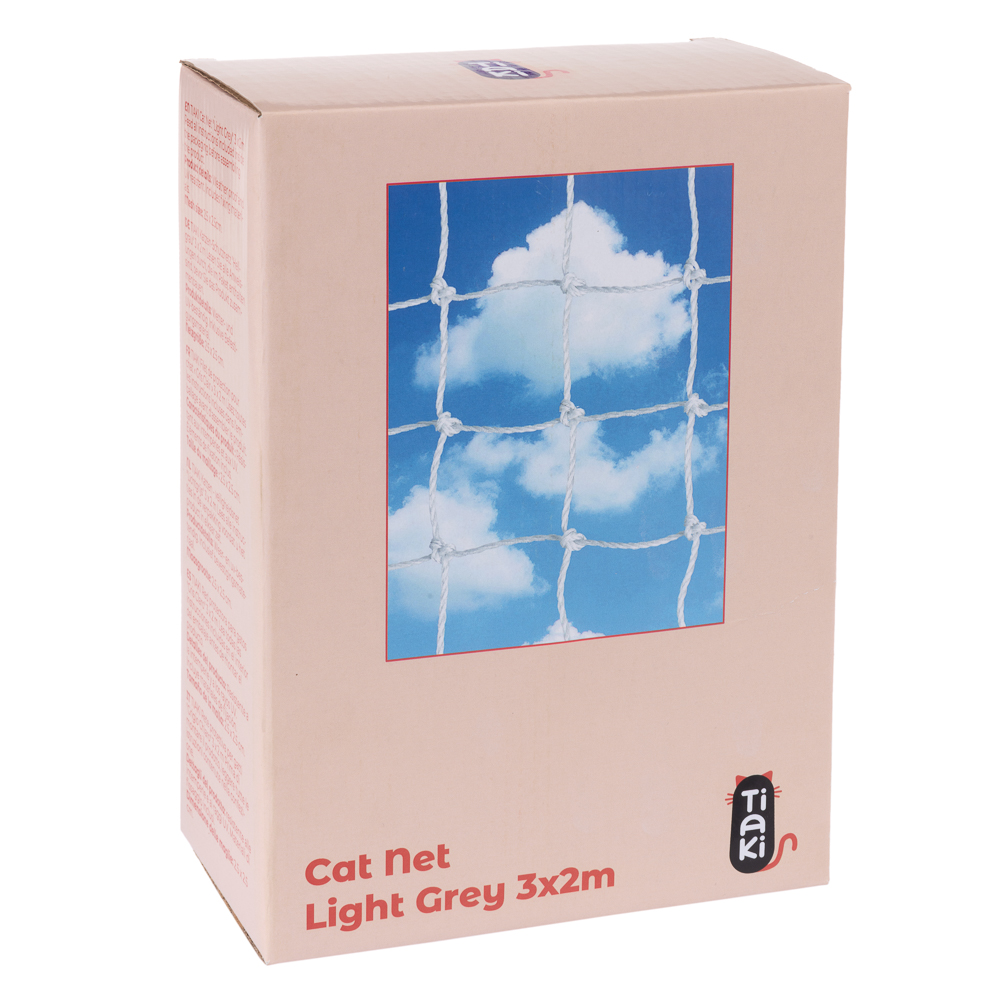 Rete di protezione TIAKI con rinforzo metallico per gatto, grigio chiaro - 3 x 2 m