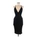Foxy Lady Cocktail Dress - Midi Halter Sleeveless: Black Print Dresses - Women's Size 7