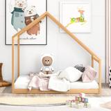 Full Size Wooden House Bed, Solid Wood Frame Single Bed, Multiple colors available