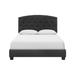 Dane Full Size Bed, Fully Upholstered, Tufted Curved Headboard, Dark Gray