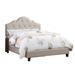 Eni Upholstered Full Size Bed, Tufted Adjustable Headboard, Taupe Fabric