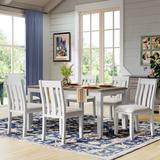 7-Piece Dining Set with Rectangular Extendable Dining Table and Slat Back Upholstered Dining Chairs for Dining Room
