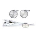 Vittorio Vico Gold & Silver Enamel Cufflinks & Tie Bar Set by Classy Cufflinks