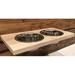 Floating Wood Height-Flexible Wall Mount Dog/Cat/Pet Food & Water Bowl Holder/Feeder 2 S.S. Dishwasher-Safe Bowls (~ 1 Quart / 32 Oz / 900 Ml) For -Size Pets. 2-Screw Installation.