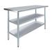 AmGood 60 Long x 24 Deep Stainless Steel Work Table with 2 Shelves | Metal Food Prep Station | Commercial & Residential NSF Utility Table