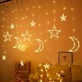 Star Moon String Lights 138LED Curtain Lights Window Lights Outdoor Twinkle Fairy Lights for Yard Garden Patio Home Decoration