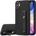 Case for iPhone 11 6.1 inch Slim Liquid Silicone Phone Case with Kickstand Fashion Hand Strap Soft Touch Silicone Rubber Full Body Protection Shockproof Bumper Cover - Black