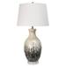 Aasha Capiz Shell Ceramic Table Lamp White Ceramic Finish White Fabric Shade