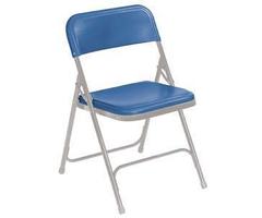 National Public Seating 805 Premium Light Weight Plastic Folding Chair Blue with Grey Frame Set of 4