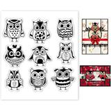 9 Style Owl Clear Stamps Lovely Owls Silicone Stamps Owls Pattern Rubber Stamps Silicone Transparent Seal Stamps for Card Making Scrapbooking Photo Album