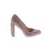 Vince Camuto Heels: Pumps Chunky Heel Glamorous Tan Print Shoes - Women's Size 7 1/2 - Round Toe