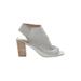 Adam Tucker Heels: Gray Print Shoes - Women's Size 8 - Peep Toe