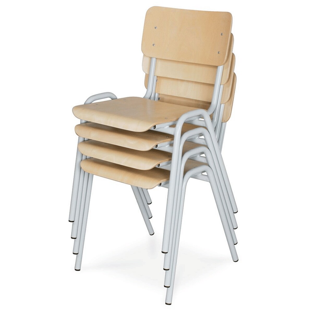 PROREGAL Stapelstuhl 4er Set | Grau/Buche | aus Holz | HxBxT 80x38x41 cm | Stapelbar Image