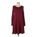 PPLA Clothing Casual Dress - A-Line Scoop Neck Long sleeves: Burgundy Print Dresses - Women's Size Large