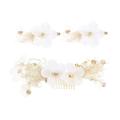 FRCOLOR 4 Sets Bridal Flower Tiara Clip Wedding Hair Comb Flower Hair Comb Crystal Side Comb Wedding Hair Clips for Brides Bride Headdress White The Flowers Hair Accessories Silk Cloth