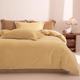 Michorinee Crushed Velvet Yellow Double Duvet Cover Set Luxury Super Warm Winter Light Yellow Velvet Bedding Set Comforter Cover Zipper Closure with 2 Pillow Cases 50x75 cm