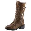 Winterstiefel MUSTANG SHOES, Damen, Gr. 39, Varioschaft, braun (kastanie), Lederimitat, elegant, Schuhe, mit goldfarbenen Akzenten