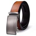 ClearloveWL Men's Belts, Metal Alloy Automatic Buckles Mens Belts Brown Tan Genuine Leather Ratchet Waistband Belt for Men Dress Jeans Business (Color : Brown, Size : Length120cm)