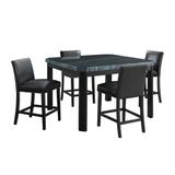 Picket House Furnishings Celine Square 5PC Counter Height Dining Set-Table & Four Black PU Chairs - Picket House Furnishings CFC300CGBPU5PC