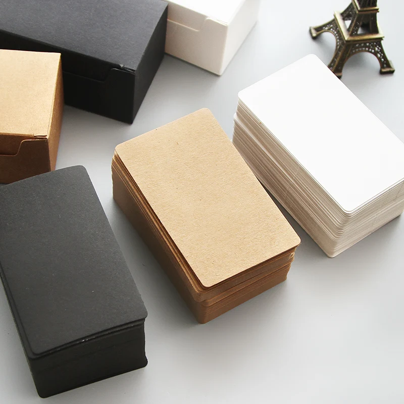 Carte en papier Kraft vierge, 100 feuilles, noir et blanc pour les messages et les Notes, marque-page artisanal, pour Journal, mot, DIY bricolage
