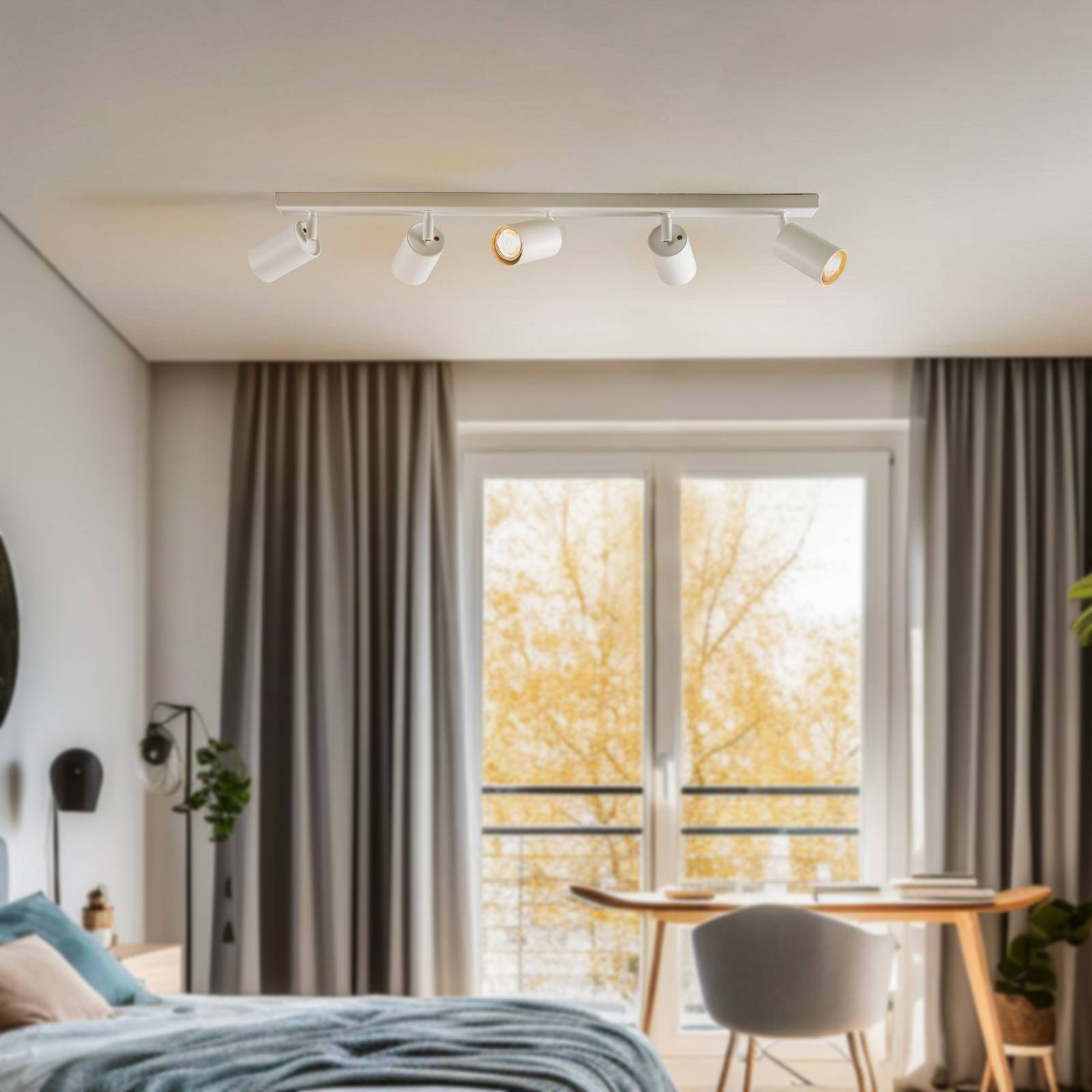 Deckenstrahler Zoom, 5-flammig, weiß Zoom SIGMA, dimmbar, weiß / opal, für Wohn- / Esszimmer, Metall, Modern, Strahler