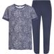 Schlafanzug MEY Gr. L, blau (new blue) Damen Homewear-Sets Pyjamas mit gemustertem Oberteil