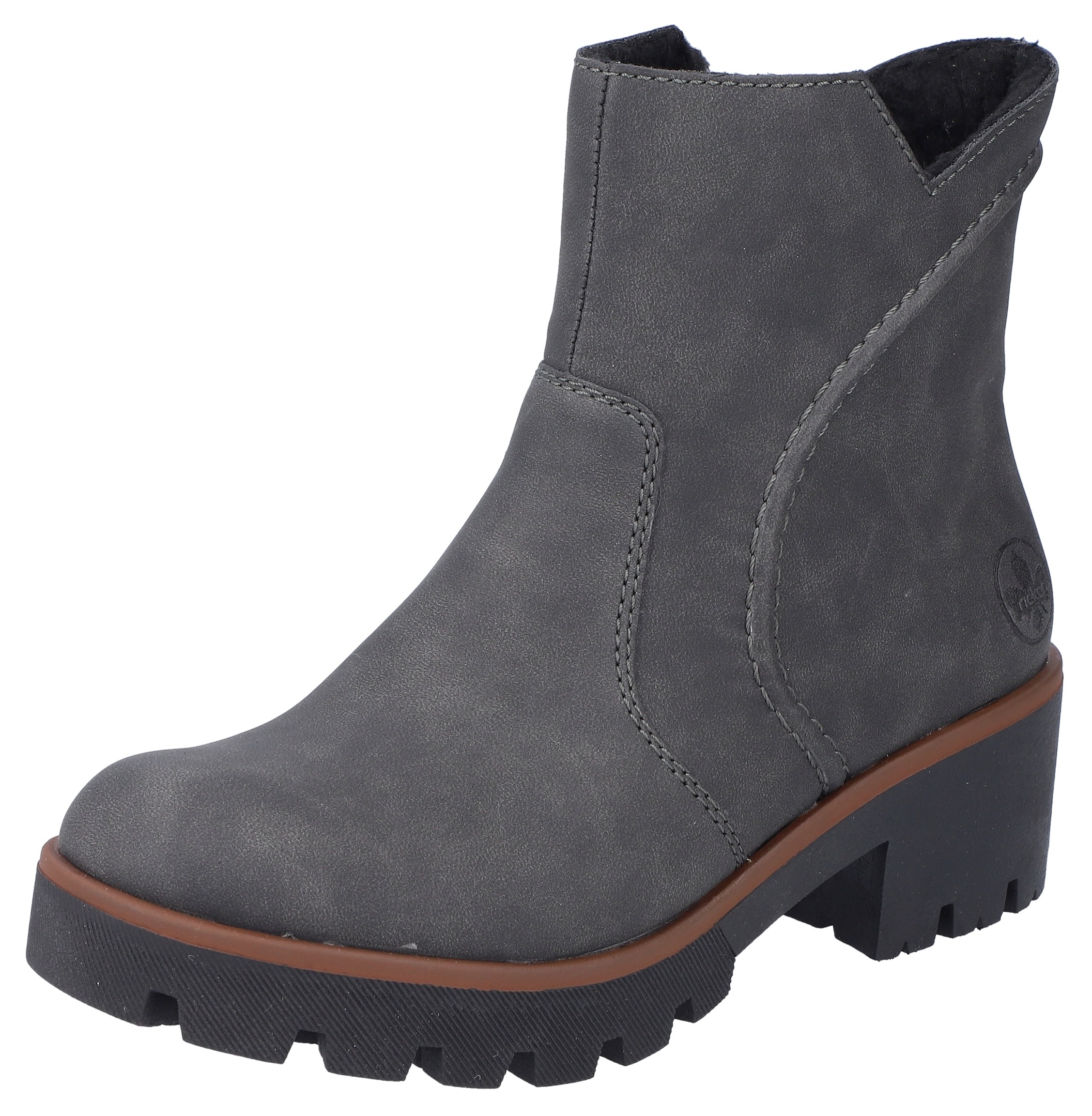 Winterstiefelette RIEKER, Damen, Gr. 41, grau (dunkelgrau), Lederimitat, Schuhe Winterstiefelette, mit Innen-Reißverschluss für leichten Einschlupf, Topseller