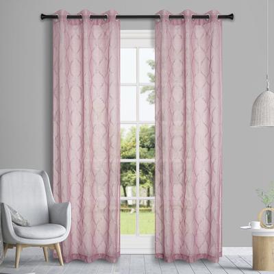 Liam 2-Pack Sheer Metallic Design Grommet Window Panel, 76x84 Inches