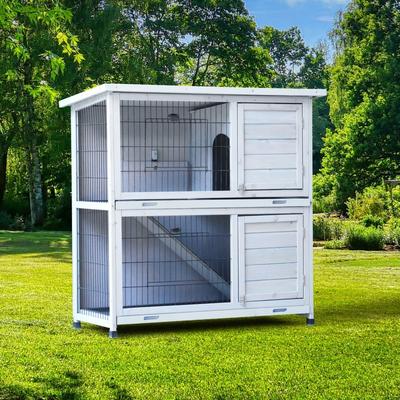 Bunny Cage with 2 Removable No-Leak Trays, Waterproof Roof