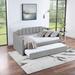 Modern Upholstered Tufted Sofa Bed Twin Daybed Velvet Daybed with Trundle, Grey