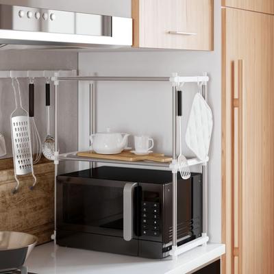 vidaXL Microwave Shelf White 20.1"x10.6"x24.8" Aluminum - 20.1" x 10.6" x 24.8"
