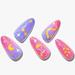 Press on Nails Short Medium Almond GLAMERMAID Spring Glitter Pink Glue on Nails for Mother s Day with Tie die Design Acrylic False Nail Kits Stick Fake Nails for Women Reusable Full Cover Gel Nails 24