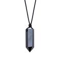 Runyangshi Obsidian Pendants Single Pointed Quartz Necklace 6 Faceted Chakra Wand Stone Reiki Energy for Men Women Hand-Woven Rope Gift
