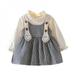 Bullpiano Girls Baby Foreign Style Lovely Grid Fragrant Wind False Two Embroideries Dress