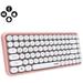 84 Key Wireless Bluetooth Aesthetic Keyboard with Cute Retro Round Keycaps Comfortable Ergonomic Typewriter Keyboard Compatible with Android Windows Mac (Pink)