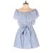 Zara TRF Casual Dress - A-Line Boatneck Short sleeves: Blue Stripes Dresses - Women's Size 4