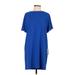 FELICITY & COCO Casual Dress - Shift Crew Neck Short sleeves: Blue Print Dresses - New - Women's Size Medium