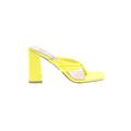 so Me Heels: Slip-on Chunky Heel Casual Yellow Print Shoes - Women's Size 7 1/2 - Open Toe