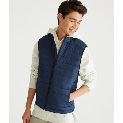 Aeropostale Mens' Lightweight Quilted Puffer Vest - Navy Blue - Size S - Polyester