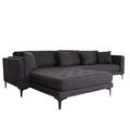 Mendler Sofa-Garnitur HWC-M27, Couch Ecksofa L-Form, Liegefläche links/rechts, Massiv-Holz 293cm ~ Stoff/Textil dunkelgrau