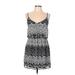 Speechless Casual Dress - Mini V Neck Sleeveless: Black Chevron/Herringbone Dresses - Women's Size Large